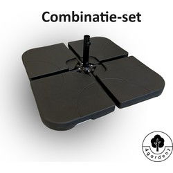 4gardenz® Combinatieset Verzwaringsset met Parasolvoet Kruis - Vulbaar tot 80 KG
