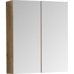 Badplaats Badkamerkast Cuba 60 x 16 x 72 cm - Eiken - Spiegelkast Badkamer