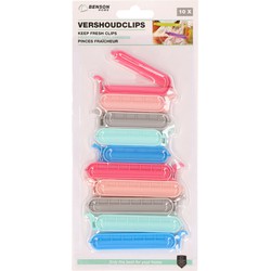 Benson Vershoudclips/vershoudknijpers - 10x - kunststof - pastel kleuren - Vershoudknijpers