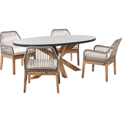 ORISTANO/OLBIA - Tuinset 4-zits - Grijs/Beige/Lichthout - Beton