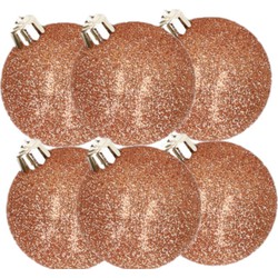 Cosy & Trendy Kerstballen - 6x st - koper - glitters - 6 cm - Kerstbal