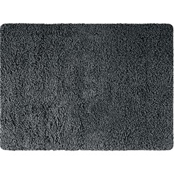 MSV Badkamerkleedje/badmat tapijt - voor de vloer - donkergrijs - 50 x 70 cm - langharig - Badmatjes