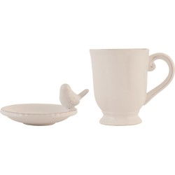 Clayre & Eef Mok Beige Keramiek Vogel