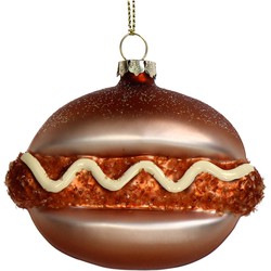 Ornament kerstbal Kroket Sandwich Glas Bruin 8.5 cm