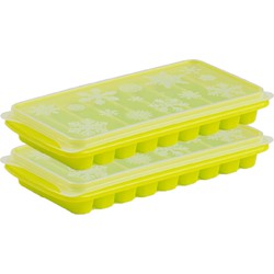 2x stuks Trays met Flessenhals ijsblokjes/ijsklontjes staafjes vormpjes 10 vakjes kunststof groen - IJsblokjesvormen