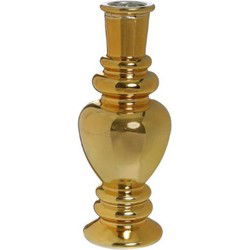 Ideas 4 Seasons Bloemenvaas Venice - voor kleine stelen/boeketten - gekleurd sierglas - transparant goud - D5.7 x H15 cm - Vazen