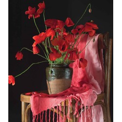 Rode bloemen 50x70cm Tuinschilderij