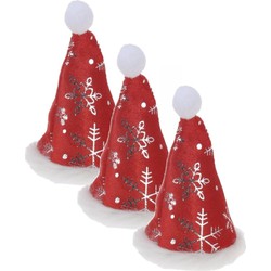 4x stuks kleine kerstmutsjes met sneeuwvlokken op clip - Kerstmutsen