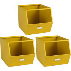 Urban Living Stapelbare opbergmand - 3x - Open Metal Box - 23 x 32 x 21 cm - Opbergmanden