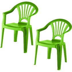 2x stuks kunststof groen kinderstoeltjes 37 x 31 x 51 cm - Bistrostoel