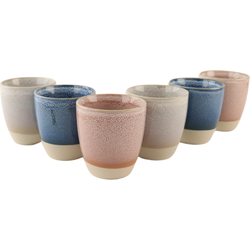 OTIX Koffiekopjes - set van 6 - met Oor - Koffietassen - Pastelkleuren - met witte onderrand - 200ml - Keramiek