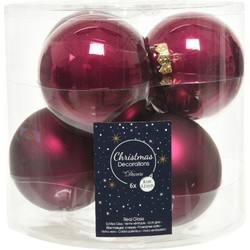 6x stuks glazen kerstballen framboos roze (magnolia) 8 cm mat/glans - Kerstbal
