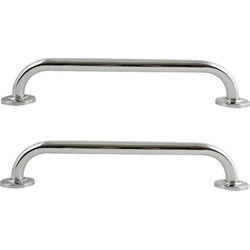 MSV Badkamer/douche greep - 2x - rvs metaal - zilver - 30 cm - Badkameraccessoireset