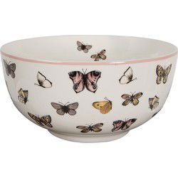 Clayre & Eef Soepkom Wit Roze Porselein Vlinders