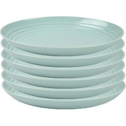 PlasticForte Rond bord/camping - 6x - D22 cm - mintgroen - kunststof - Dinerborden