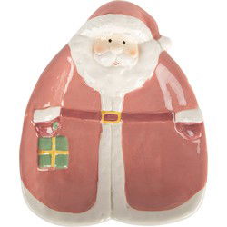 Clayre & Eef Ontbijtbord Kerstman 20x16x4 cm Roze Keramiek
