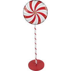 Clayre & Eef Kerstdecoratie Lolly 40x30x120 cm Rood Wit Metaal