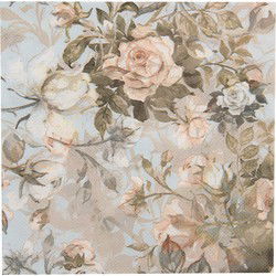 Clayre & Eef Servetten Papier Set van 20 Blauw Beige Papier Bloemen