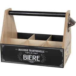 Clayre & Eef Flessenrek met flessen  29x19x20 cm Bruin MDF Ijzer Rechthoek Biere Wijnrek