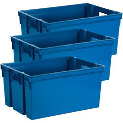 EDA Opbergbox/opbergkrat 50 L - 6x - blauw - kunststof - 56 x 41 x 29 - stapelbaar/nestbaar - Opbergbox
