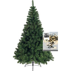 Kerstboom 180 cm incl. kerstverlichting lichtsnoer warm wit - Kunstkerstboom