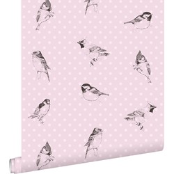 ESTAhome behang vogels zacht roze - 53 cm x 10,05 m - 115747