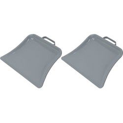 Stofblik - 2x - metaal - 22,5 x 32 cm - met beugelgreep - Stoffer en blik