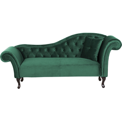 Beliani LATTES - Chaise longue-Groen-Fluweel