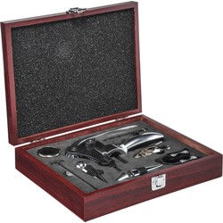 Decopatent® 10-Delige Luxe Wijnset - Wijn fles accessoires Set - Wine tools - Wijn Kurken trekker - In Luxe Houten opbergbox - Cadeau set