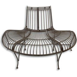 A DEMI ROUND IRON TREE BENCH, BROWN