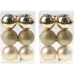12x Gouden kerstballen 8 cm kunststof mat/glans/glitter - Kerstbal