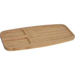 1x Serveerplanken/borden 3-vaks van bamboe hout 39 cm - Serveerplanken