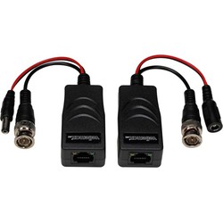 Tvi video-/ voedingsbalun met 8p8c (rj45) connector en bnc/voedingskabels paar