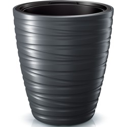 Prosperplast Plantenpot/bloempot Amazing - buiten/binnen - kunststof - antraciet - D37 x H42 cm - Plantenpotten