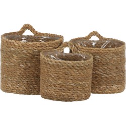 Mica Decorations Atlantic Hangende Bloempot - Set van 3 - H16 x Ø16 cm - Lichtbruin