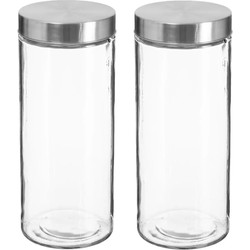 2x stuks voorraadbussen/voorraadpotten 2L glas met RVS deksel - Voorraadpot