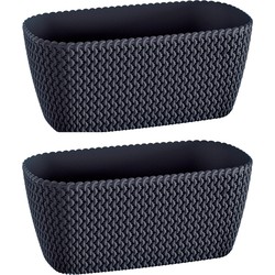 2x Kunststof splofy plantenbak/bloembak antraciet 30 cm - Plantenbakken