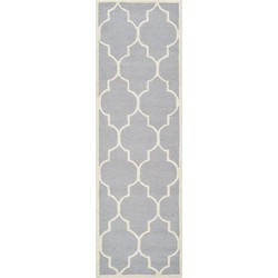 Safavieh Trellis Indoor Hand Tufted Area Rug, Cambridge Collection, CAM134, in Silver & Ivory, 76 X 244 cm