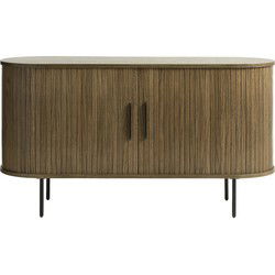 Dressoir Eikenhout Smoked - 45x140x76cm - Schuifdeuren - Kast Nola