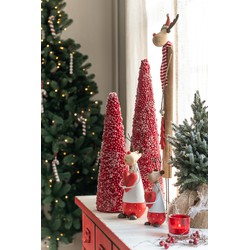 J-line - Kerstboom+led+pot Jute Plastiek Besneeuwd Groen Small - 20x20x45cm