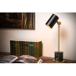 Klassieke stoere en chique zwarte met marmer bureaulamp E14