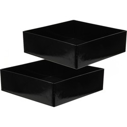 Othmar Decorations bloemstuk schaal -2x -zwart - 20 x 20 cm -kunststof - Decoratieve Schaal (binnen)