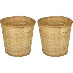 Pakket van 10x stuks ronde rieten/bamboe decoratie mandjes/manden 26 x 24 cm - Opbergmanden
