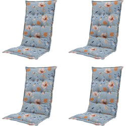 Madison -  Tuinstoelkussen Hoge Rug Florina blue - Ca. 123x50 cm - Set van 4