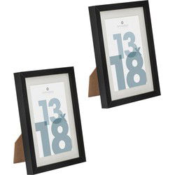Atmosphera fotolijstje voor een foto van 13 x 18 cm - 2x - zwart - foto frame Manu - modern/strak ontwerp - Fotolijsten
