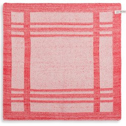 Knit Factory Gebreide Keukendoek - Keukenhanddoek Olivia - Ecru/Rood - 50x50 cm