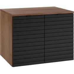 Badplaats Wastafel Onderkast Dover 60 x 44 x 46 cm - Eiken met Zwart – Hangend Wastafelmeubel