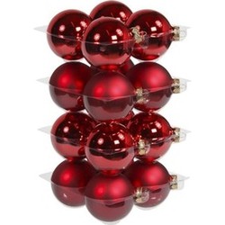 32x Glazen kerstballen mat en glans rood 8 cm - Kerstbal