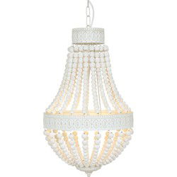 Mexlite - hanglamp - Ella - wit - hout metaal - Ø 40cm - E14 - 10191W