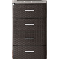 Ladeblok/bureau organizer met 4 lades rotan bruin 39,5 x 36,5 x 61,5 cm - Ladeblok